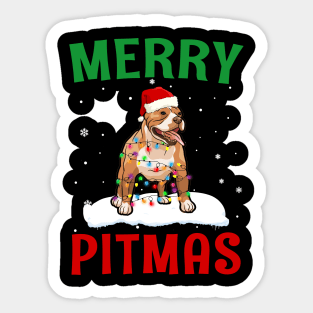 Merry Pitmas Pit bull Funny Christmas Sticker